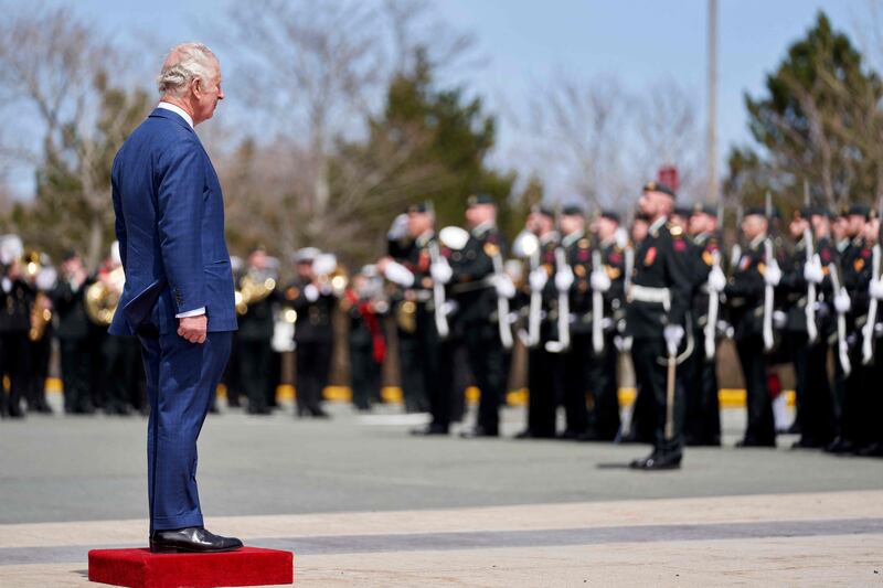 Prince Charles outside the Confederation Building in St John’s, Newfoundland and Labrador. AFP