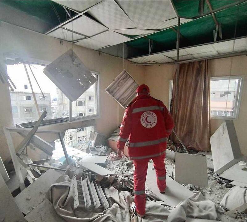 Al Amal hospital in Khan Younis, southern Gaza, has endured multiple attacks by Israeli forces. Photo: Palestine Red Crescent Society