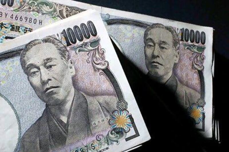 The yen gained ground in late Asian trade yesterday. REUTERS / Yuriko Nakao