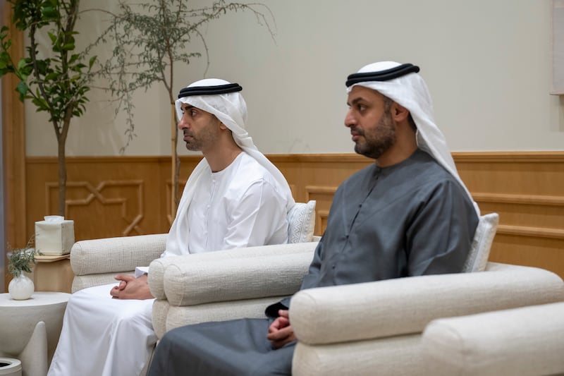 Sheikh Mohamed bin Hamad, Private Affairs Adviser in the Presidential Court and Sheikh Hamdan bin Mohamed at Qasr Al Watan
