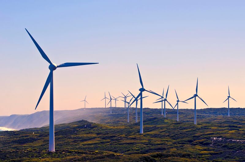 A wind energy plant in Oman, one of the GCC countries where Europe is being encouraged to expand energy investments. Getty