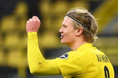 Soccer Football - Bundesliga - Borussia Dortmund v Arminia Bielefeld - Signal Iduna Park, Dortmund, Germany - February 27, 2021 Borussia Dortmund's Erling Braut Haaland reacts Pool via REUTERS/Ina Fassbender DFL regulations prohibit any use of photographs as image sequences and/or quasi-video.