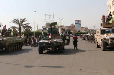 Yemen's Houthi rebels put on a military parade in the port city of  Hodeidah. Yemen's Minister of Information, Moammar Al Eryani, Twitter. 