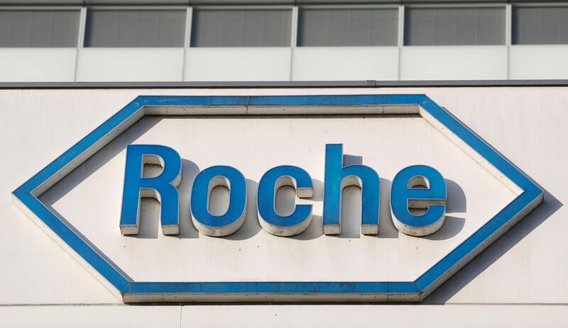 FILE PHOTO: The logo of Swiss drugmaker Roche is seen at its headquarters in Basel, Switzerland January 30, 2020. REUTERS/Arnd Wiegmann/File Photo