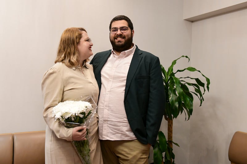 Nogah and Itamar Bareket, the first Israeli couple to have a civil marriage in Abu Dhabi. All photos: Khushnum Bhandari / The National
