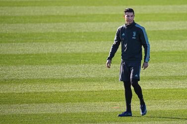 Juventus' Portuguese forward Cristiano Ronaldo attends a training session on December 10, 2019 at the Juventus training ground in Turin, on the eve of the UEFA Champions League football match Bayer Leverkusen vs Juventus Turin. / AFP / Marco BERTORELLO