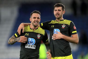 Danny Ings (left) celebrates with Jack Stephens after Southampton's win over Leicester City. PA