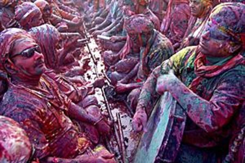 People throughout India celebrate Holi, a lively festival of colours that heralds the beginning of spring, during this time of year.