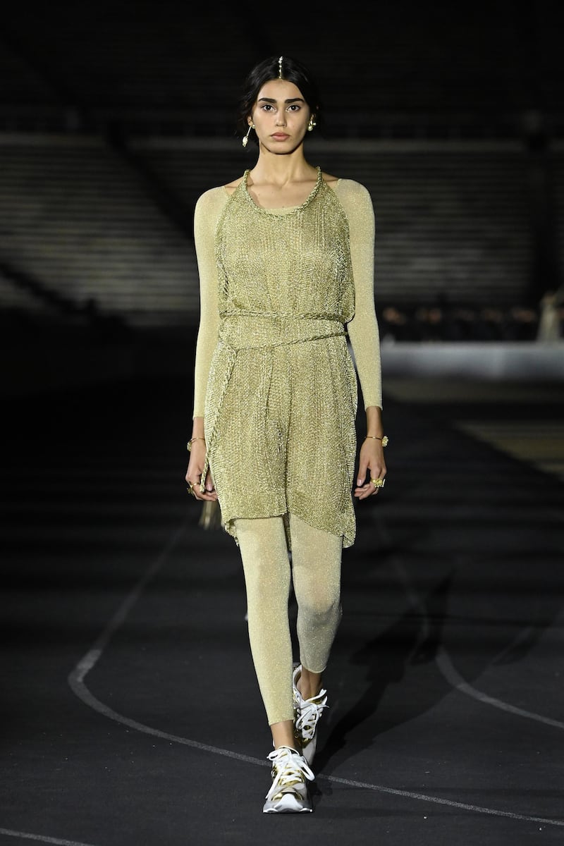 A model walks the runway during the Dior Cruise show 2022 at Panathenaic Stadium on June 17, 2021 in Athens, Greece. Getty Images