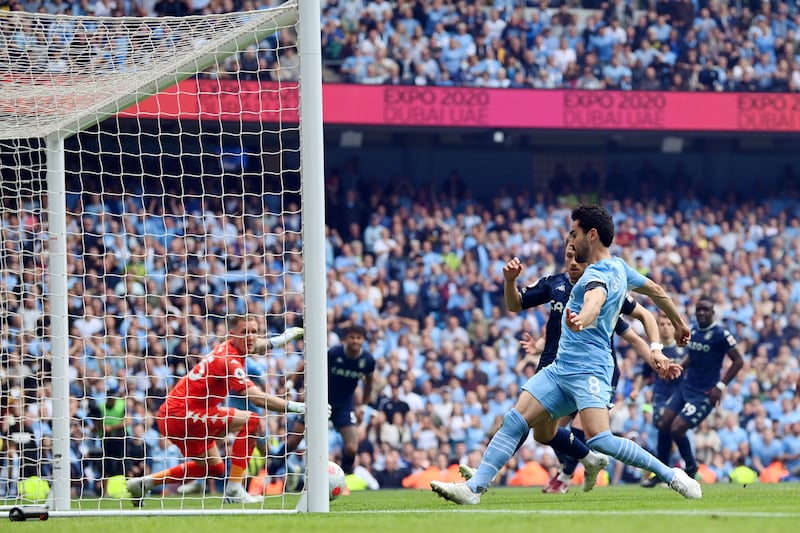  Ilkay Gundogan scores City's third goal. Getty