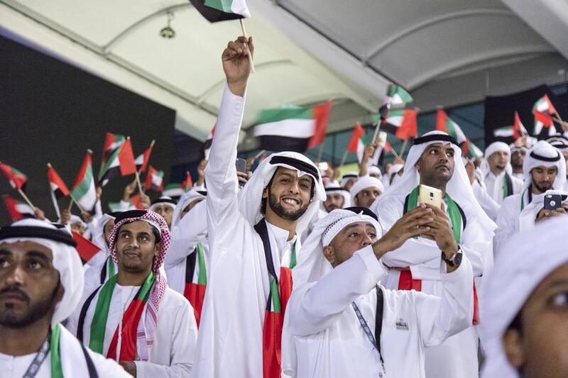 Dignitaries and citizens attend the 45th UAE National Day celebrations held at Abu Dhabi National Exhibition Centre (ADNEC). Silvia Razgova / Crown Prince Court — Abu Dhabi