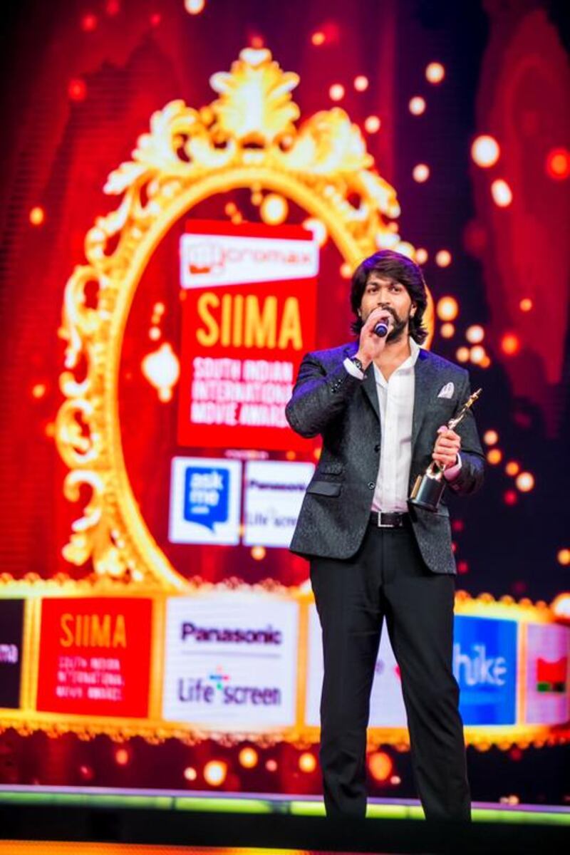 Best Actor Male (Yash) for the Kannada film Mr And Mrs Ramachari. Couretsy SIIMA