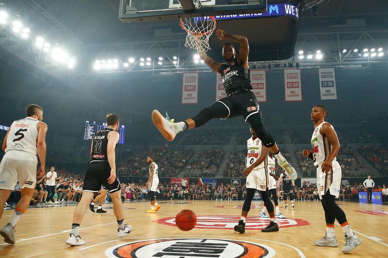 Melbourne United's Shawn Long after scoring against  Cairns Taipans in their NBL match on Thursday, February 13. Getty