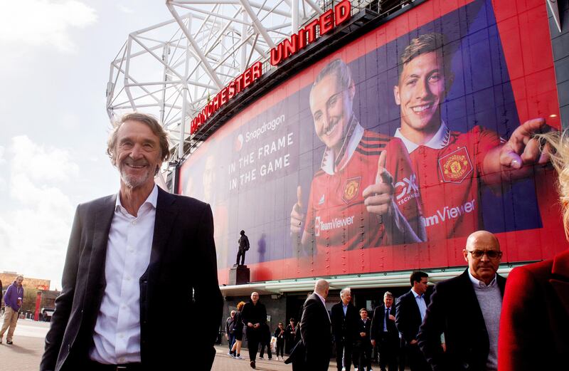Sir Jim Ratcliffe outside Manchester United's Old Trafford stadium. PA