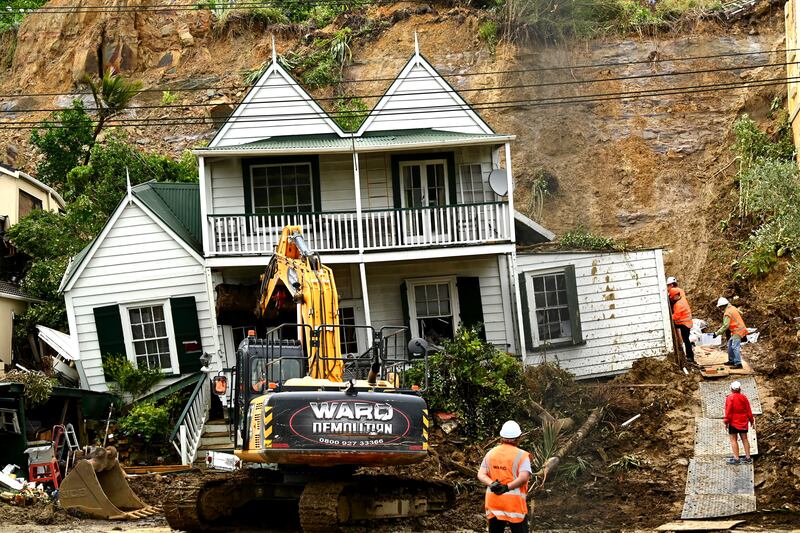 A house damaged by a landslide that killed a man in the Auckland suburb of Remuera, New Zealand. Getty 