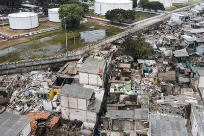 Burnt houses in Plumpang, north Jakarta, after a fire that spread from the nearby Pertamina fuel storage depot. AFP