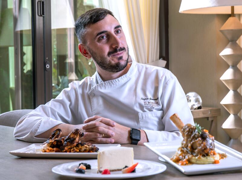Chef Stefano Giovannetti of award-winning Italian restaurant, Il Borro Tuscan Bistro. The Dubai venue will make an appearance at the Abu Dhabi F1 from December 9 to 12. Scroll through all the images for the dishes on offer. All photos: Victor Besa / The National.