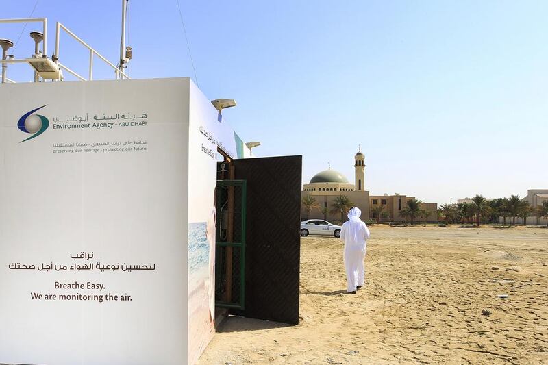 The Environment Agency is announcing details of a new programme they are starting about air quality monitoring. The station that monitors the quality of the air is in Khalifa City. 2013. Mona Al Marzooqi / The National 