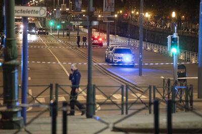 A police perimeter at the site of a shooting in the Boulevard d'Ypres, Brussels, on October 16. AFP