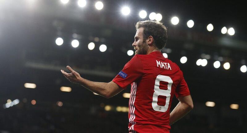 Manchester United’s Juan Mata shown last week in the team’s Europa League match against Zorya Luhansk. Jason Cairnduff / Reuters