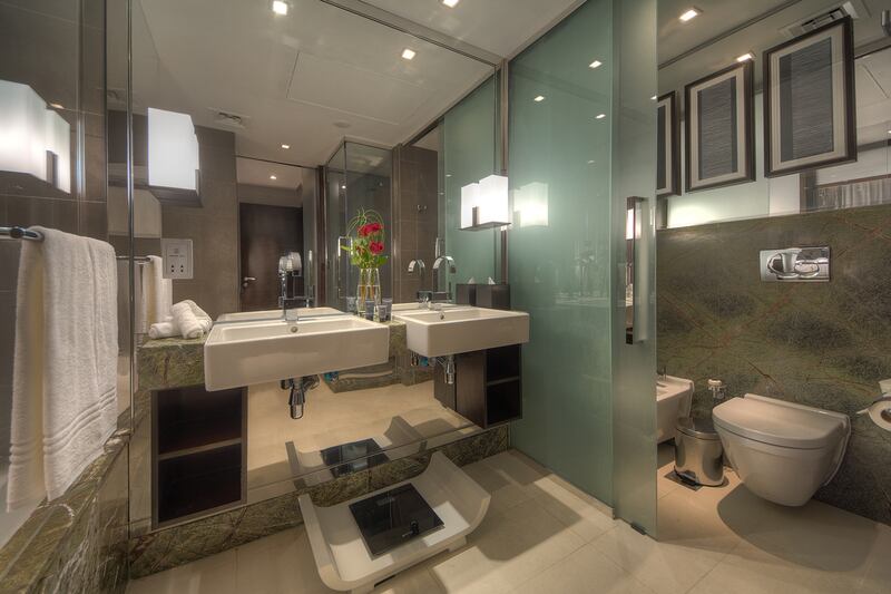 The bathroom in the junior suite at the Steigenberger Hotel. Courtesy Steigenberger Business Bay