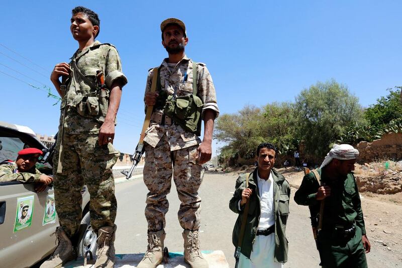 Iran's Revolutionary Guard has been smuggling weapons to Yemen's Houthi rebels, pictured. Yahya Arhab / EPA