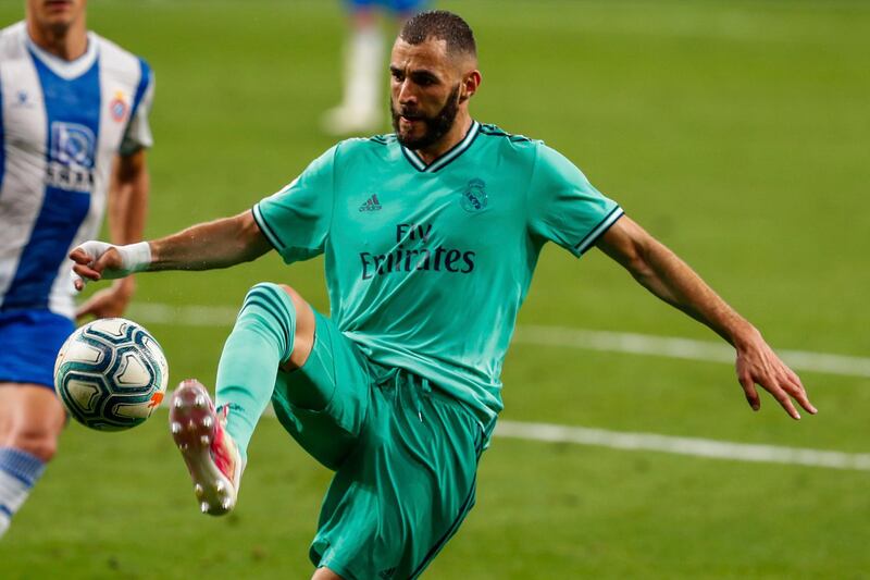 Real Madrid's Karim Benzema controls the ball. AP