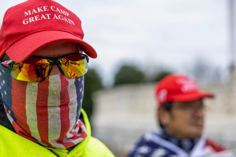 A handful of right-wing supporters gathered at the Capitol. Getty / AFP