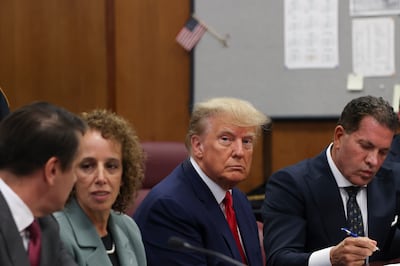 Former president Donald Trump pleaded not guilty to 34 felony criminal charges of falsifying business records in Manhattan criminal court on Tuesday. Pool / AP