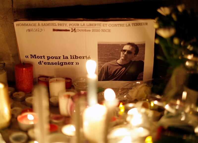Teacher Samuel Paty was beheaded in Paris last year by an extremist. Reuters