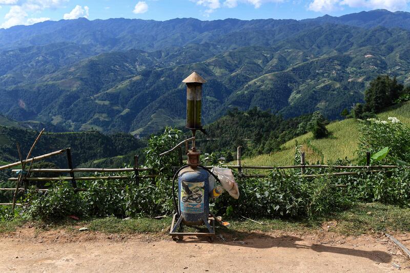 A private mobile petrol station in Vietnam's Yen Bai province.