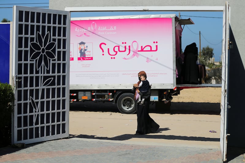 A mobile breast cancer check-up clinic in a lorry is part of a campaign in Gaza to raise awareness of early tests to detect the disease. All photos: Reuters