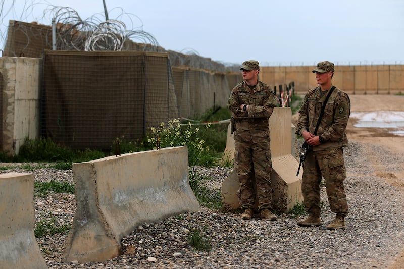 US soldiers stand at Qayyarah airbase in northern Iraq in March 2020. AFP