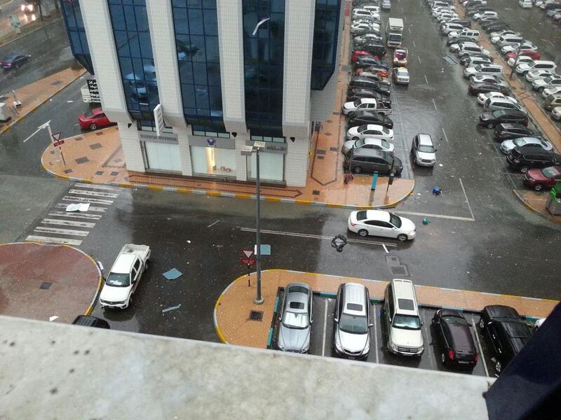 Debris scattered across inner streets off Khalifa Street near the Abu Dhabi corniche. Courtesy Hisham Salem