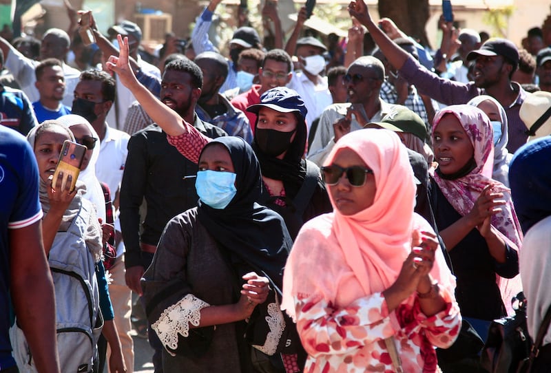 Women participate in large numbers in demonstrations in the city. AFP