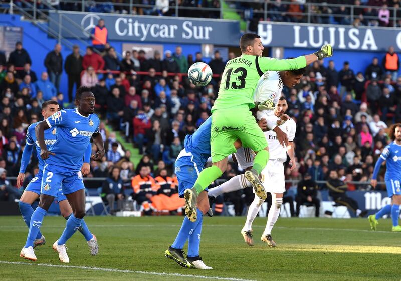 Raphael Varane scores Real Madrid's opening goal, which was later deemed an own goal from David Soria. Getty Images