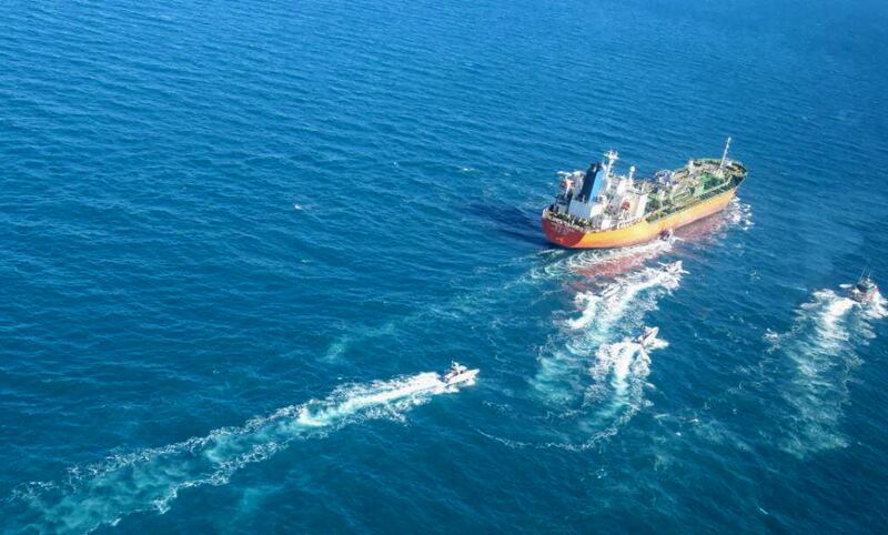 Iranian state television claim the South Korean-flagged vessel was responsible for 'environmental pollution' - but the seizure was widely seen as the latest harassment of a merchant vessel by Tehran's government. AFP / Tasnim News