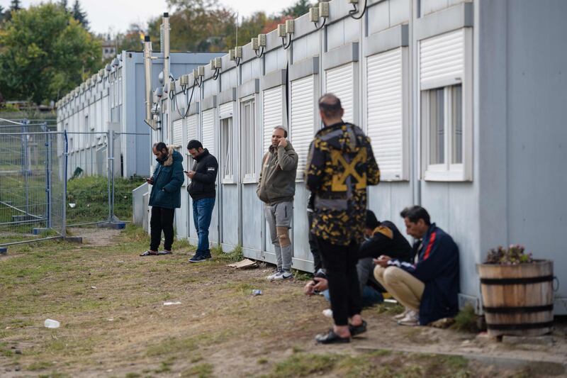 Migrants at the arrival centre in Eisenhuettenstadt, in the eastern German state of Brandenburg, on October 25. Photo: AFP