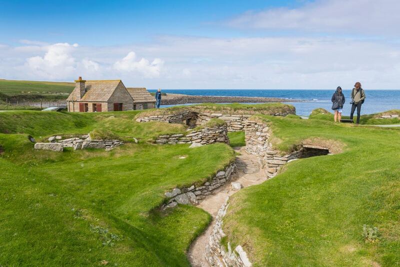 Skara Brae, part of the Heart of Neolithic Orkney world heritage site by the Bay of Skaill, Orkney.