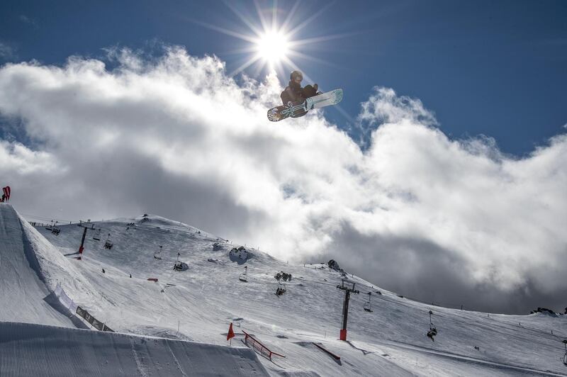 Casper Wolf of the Netherlands performs in the mens Slopestyle final at the FIS Junior World Championships during the Winter Games NZ at Cardrona, New Zealand. AP