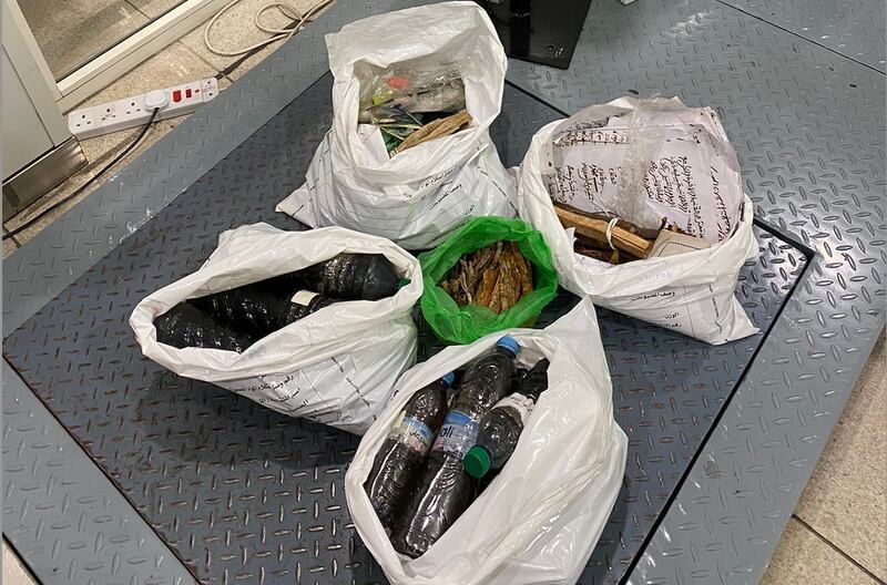 Officials confiscated the items after they became suspicious about the man's behaviour. Photo: Dubai Customs