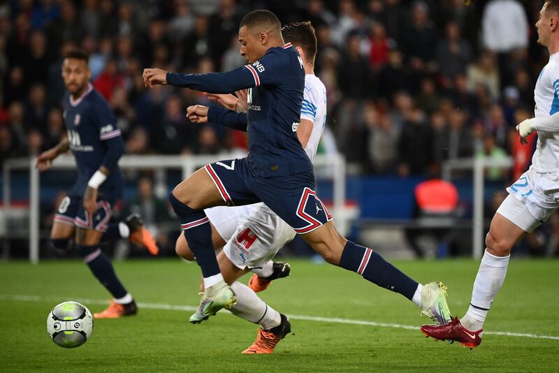 Paris Saint-Germain's French forward Kylian Mbappe controls the ball. AFP