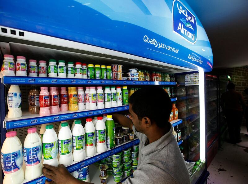 Dubai, United Arab Emirates- August, 08, 2013:  Almarai Milk products one of the 10 most recognized brand in uae displayed at one of the grocery  in Dubai . ( Satish Kumar / The National ) For Business *** Local Caption ***  SK100-Almarai-03.jpg