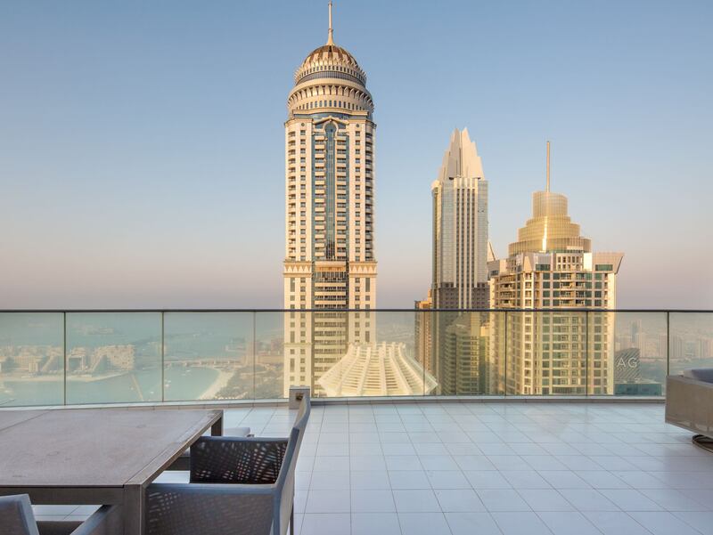 The view out across the top end of Dubai Marina.