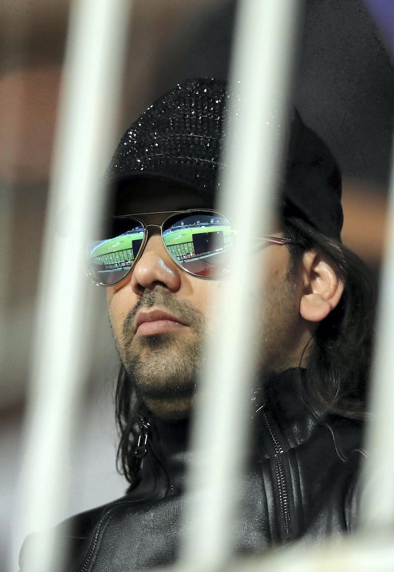 Sharjah, United Arab Emirates - November 22, 2018: A fan during the game between Kerala Knights and Sindhis in the T10 league. Thursday the 22nd of November 2018 at Sharjah cricket stadium, Sharjah. Chris Whiteoak / The National