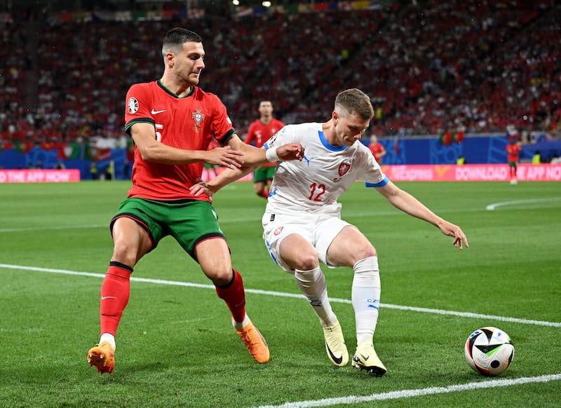Tried to inject pace on the left wing but didn’t get much change out of Dalot or Dias early on. Did well to track and close down Bernardo Silva at the edge of the Czech box. Great ball into the box just before the goal. Reuters