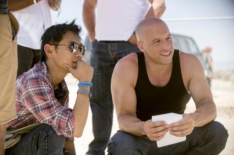 Director James Wan, left, and Vin Diesel. Courtesy Universal Pictures 