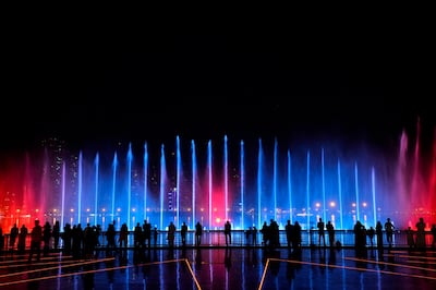 Al Majaz Waterfront fountain shows illuminate Sharjah’s night sky with five displays a day. Photo: Al Majaz Waterfront