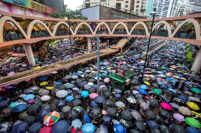 CHINA, Hong Kong: 18 August 2019 
Thousands of demonstrators make their way through the streets of Hong Kong Island as an estimated 1.7million people gathered in protest against the extradition bill and police brutality. 
