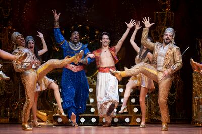 Artists perform the musical Aladdin in Madrid on March 16, 2023.  EPA